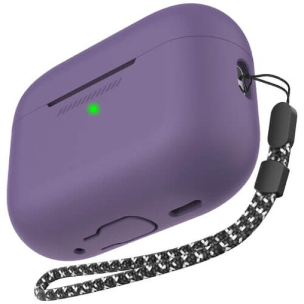 Чохол AhaStyle Silicone Case для AirPods Pro 2 with strap Dark Purple (X003ECKN77)