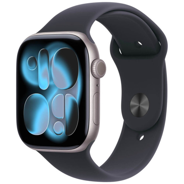 Apple Watch Series 11 46mm Space Gray Aluminium Case with Black Sport Band M/L (MEV44)