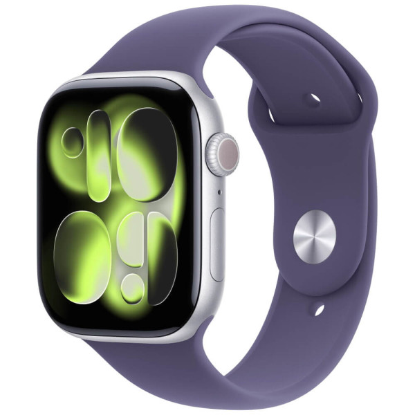 Apple Watch Series 11 GPS + Cellular 42mm Silver Aluminium Case with Purple Fog Sport Band M/L (MF8J4)