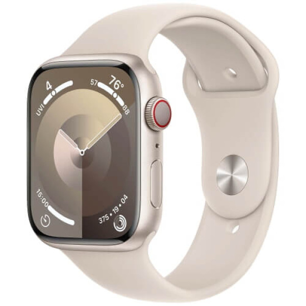 Apple Watch Series 9 45mm GPS + Cellular Starlight Aluminium with Starlight Sport Band S/M (MRM83)