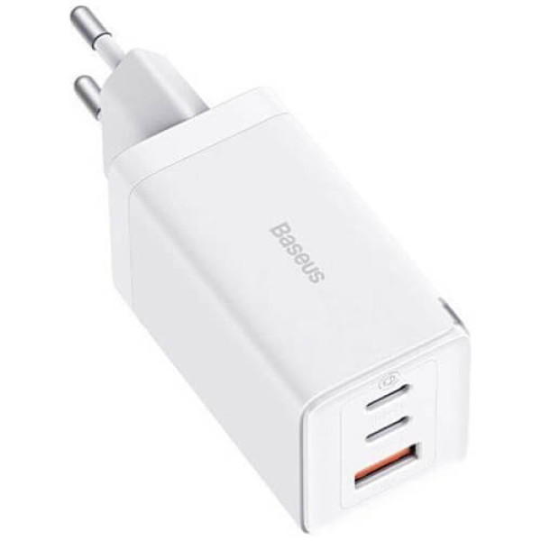 Зарядний пристрій Baseus GaN5 Pro Fast Charger 2C+U 65W White w/Type-C to Type-C (CCGP120202)