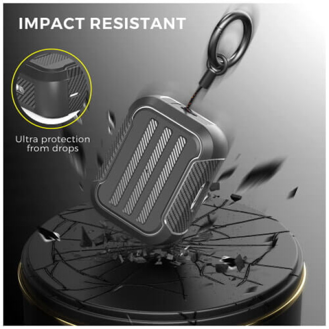 Чохол AhaStyle Rugged Protective Case для AirPods Pro 2 with strap Black (X003KE7Y67)
