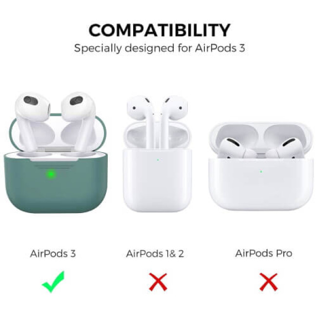 Чохол AhaStyle Silicone Case для AirPods 3 Midnight Green (X00329Y4S1)