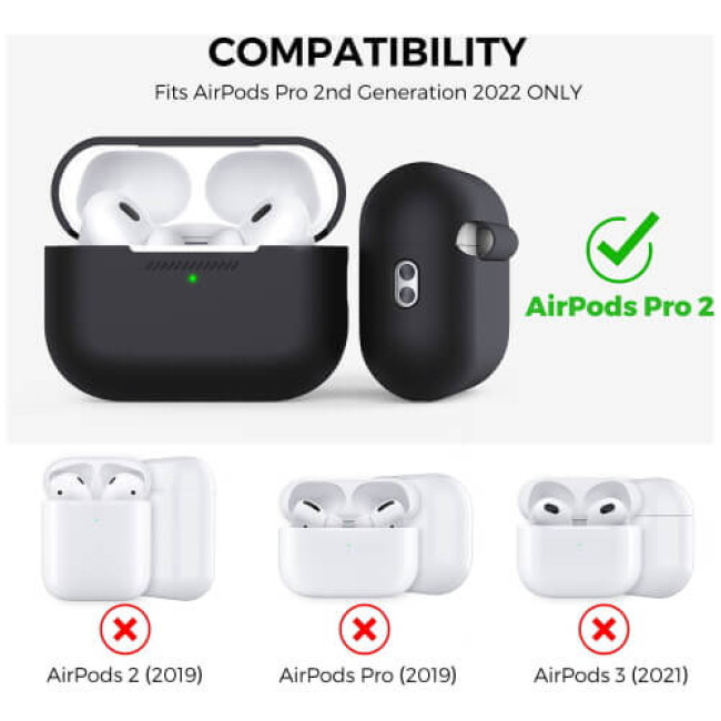 Чохол AhaStyle Silicone Case для AirPods Pro 2 with strap Black (X003E43NDL)