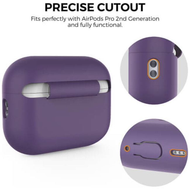 Чохол AhaStyle Silicone Case для AirPods Pro 2 with strap Dark Purple (X003ECKN77)