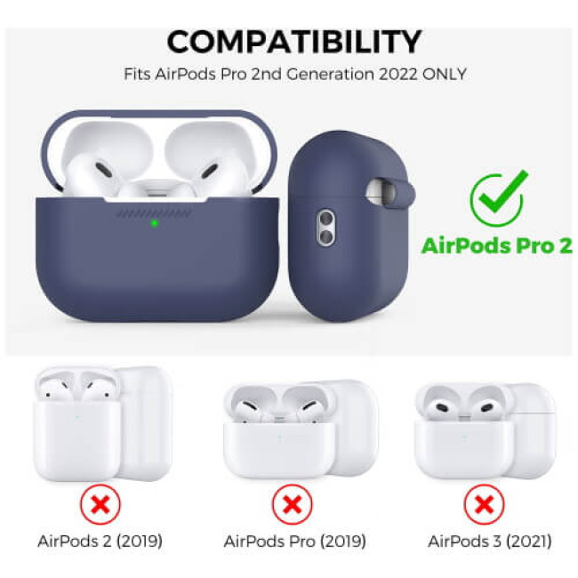 Чохол AhaStyle Silicone Case для AirPods Pro 2 with strap Midnight Blue (X003E41MYN)