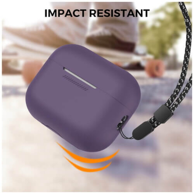 Чохол AhaStyle Silicone Case для AirPods Pro 2 with strap Dark Purple (X003ECKN77)