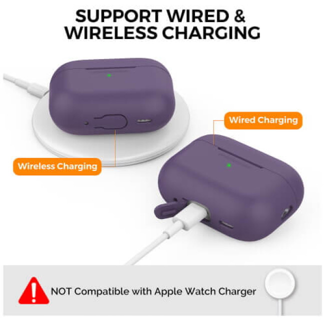 Чохол AhaStyle Silicone Case для AirPods Pro 2 with strap Dark Purple (X003ECKN77)