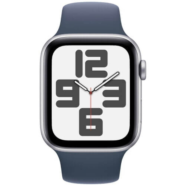 Apple Watch SE GPS 44mm Silver Aluminum with Storm Blue Sport Band S/M (MREC3)
