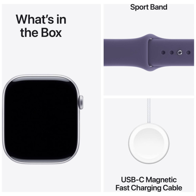 Apple Watch Series 11 46mm Silver Aluminium Case with Purple Fog Sport Band M/L (MEVA4)