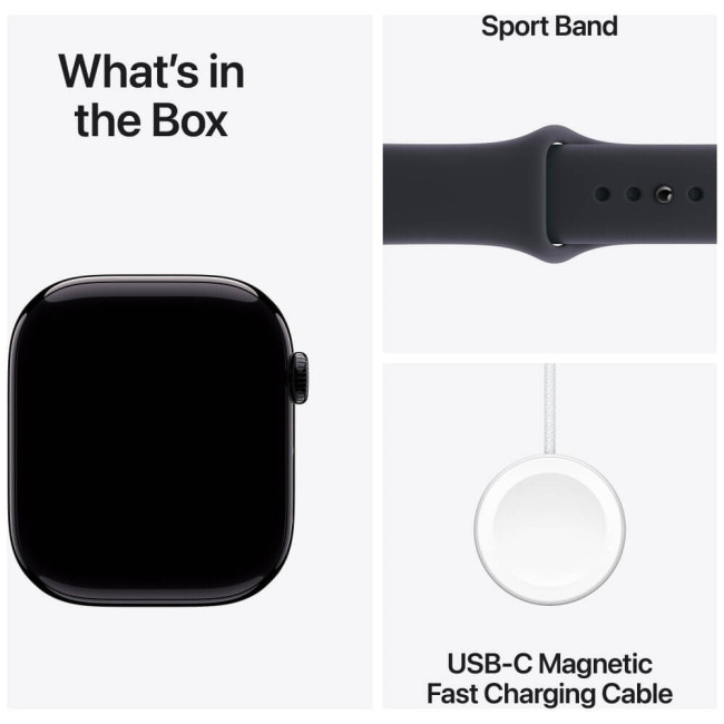 Apple Watch Series 11 42mm Space Gray Aluminium Case with Black Sport Band S/M (MEQW4)