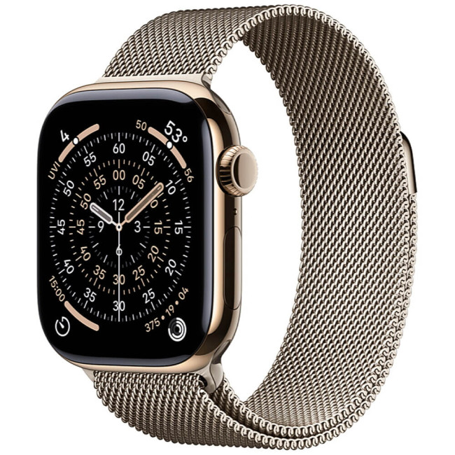 Apple Watch Series 11 46mm Gold Titanium Case with Natural Milanese Loop S/M (MFC34/MGJ24)