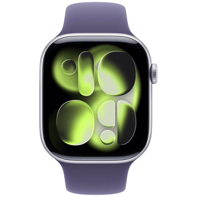 Apple Watch Series 11 GPS + Cellular 42mm Silver Aluminium Case with Purple Fog Sport Band M/L (MF8J4)
