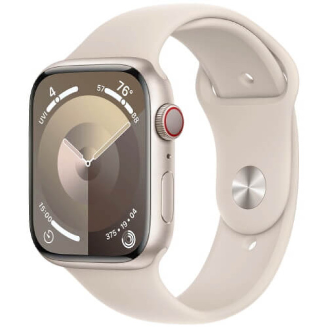 Apple Watch Series 9 45mm GPS + Cellular Starlight Aluminium with Starlight Sport Band S/M (MRM83)
