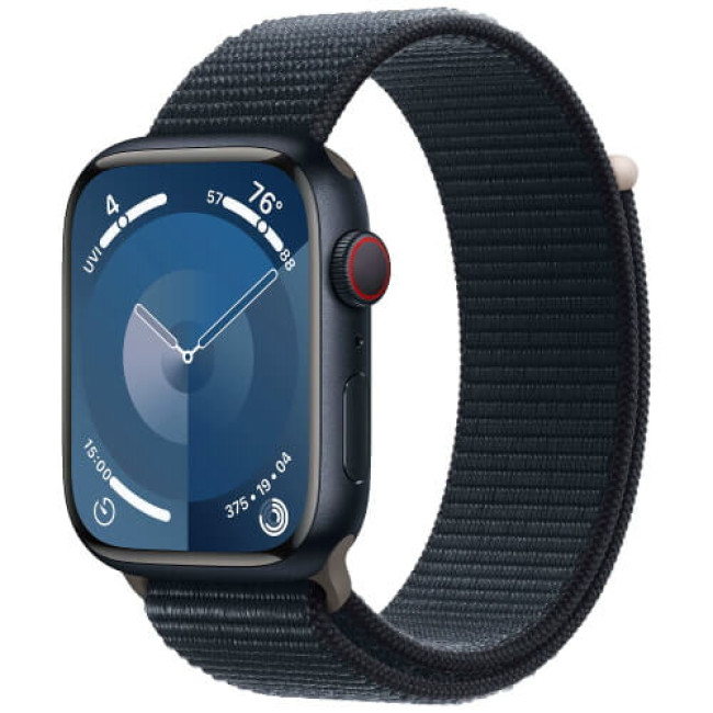 Apple Watch Series 9 GPS + Cellular 45mm Midnight Aluminum with Midnight Sport Loop (MRMF3)