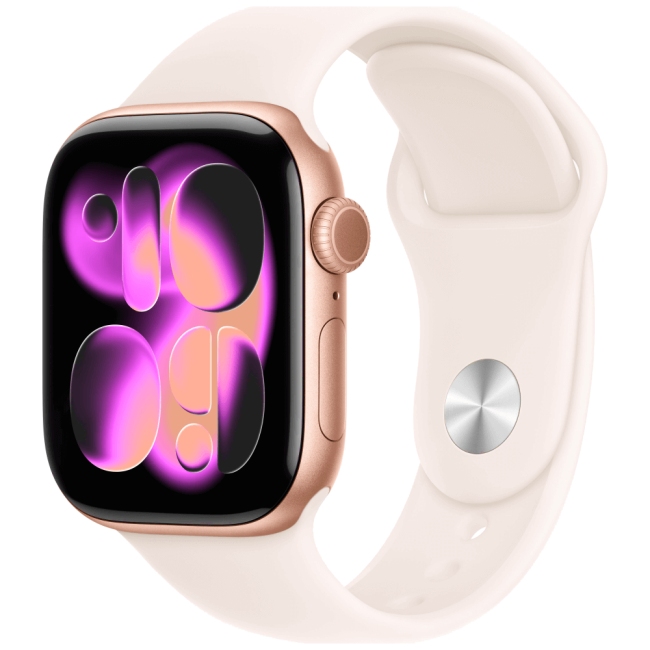 Apple Watch Series 11 46mm Rose Gold Aluminium Case with Light Blush Sport Band M/L (MEV74)