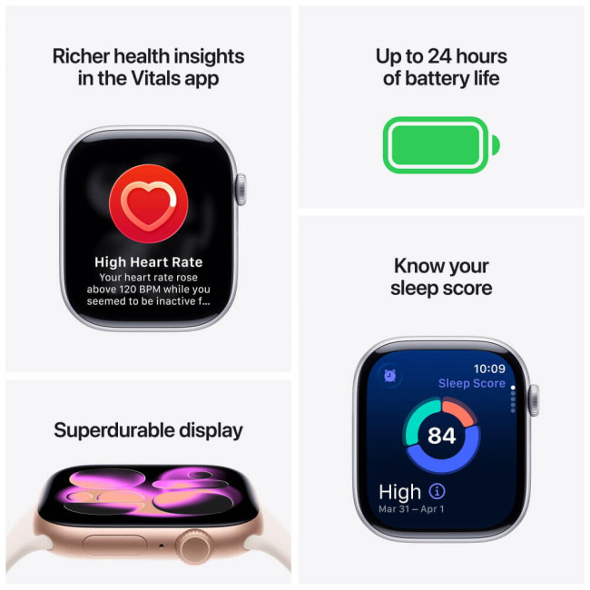Apple Watch Series 11 46mm Rose Gold Aluminium Case with Light Blush Sport Band M/L (MEV74)