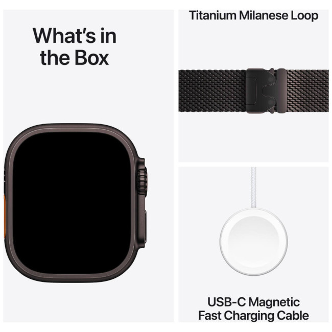 Apple Watch Ultra 3 Black Titanium Case with Black Titanium Milanese Loop Large (MF1T4)