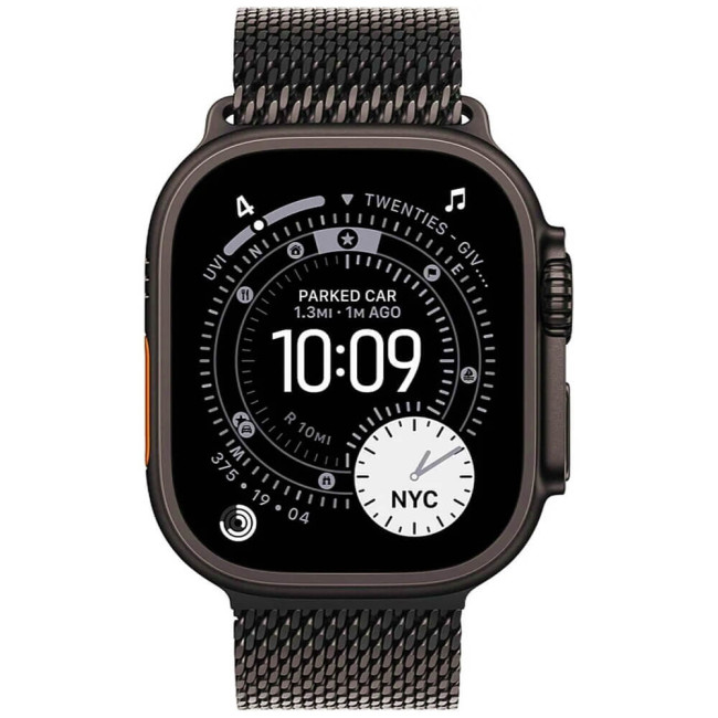 Apple Watch Ultra 3 Black Titanium Case with Black Titanium Milanese Loop Small (MF1N4)
