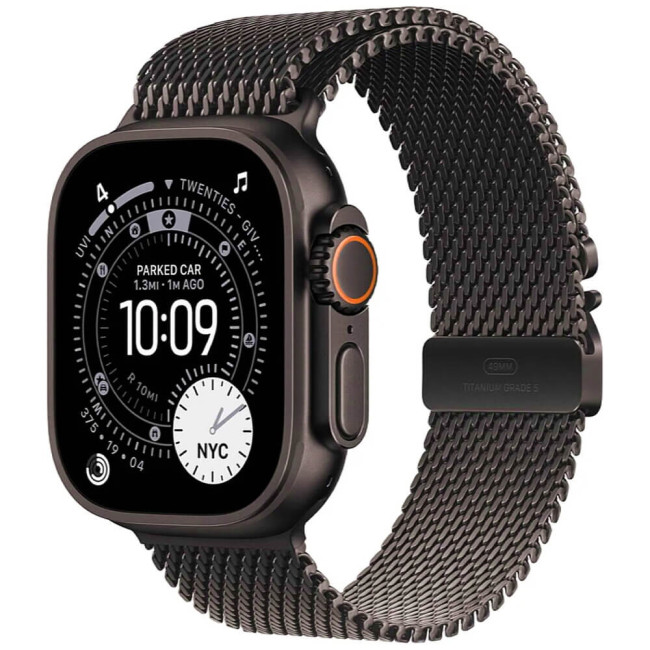 Apple Watch Ultra 3 Black Titanium Case with Black Titanium Milanese Loop Large (MF1T4)