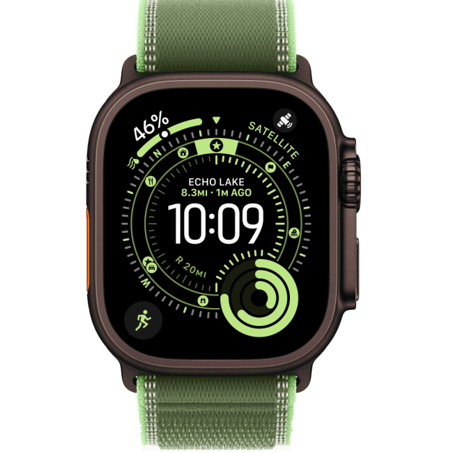 Apple Watch Ultra 3 Black Titanium Case with Green/Neon Trail Loop S/M (MF254+MG9N4)