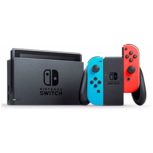 Nintendo Switch with Neon Blue and Neon Red Joy-Con