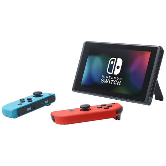 Nintendo Switch with Neon Blue and Neon Red Joy-Con