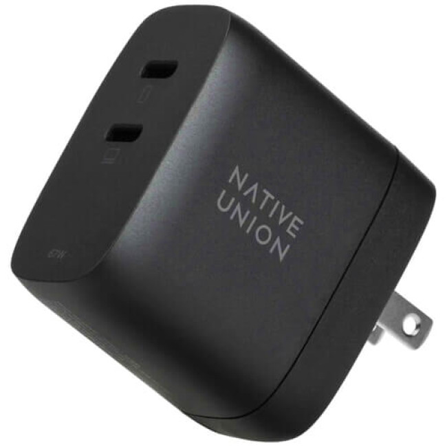 Зарядний пристрій Native Union Fast GaN Charger PD 67W Dual USB-C Port Black (FAST-PD67-BLK-INT)