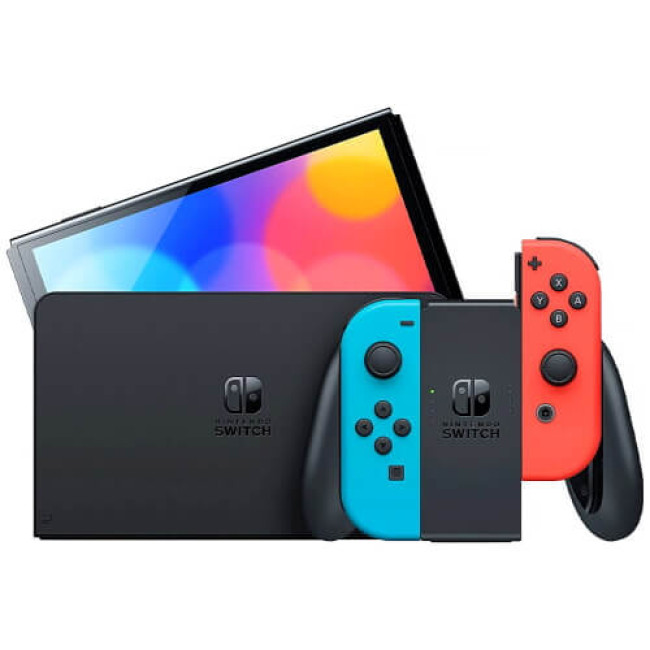 Ігрова приставка Nintendo Switch OLED with Neon Blue та Neon Red Joy-Con (1 рік гарантії)