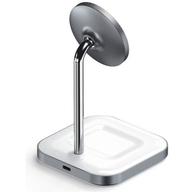 Бездротове ЗУ Satechi Aluminum 2 in 1 Magnetic Wireless Charging Stand Space Grey (ST-WMCS2M)