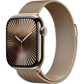 Apple Watch Series 10 46mm Gold Titanium with Gold Milanese Loop S/M (MC7T4)