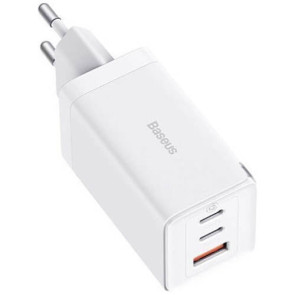 Зарядний пристрій Baseus GaN5 Pro Fast Charger 2C+U 65W White w/Type-C to Type-C (CCGP120202)