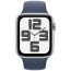 Apple Watch SE GPS 44mm Silver Aluminum with Storm Blue Sport Band S/M (MREC3)
