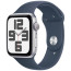 Apple Watch SE GPS 44mm Silver Aluminum with Storm Blue Sport Band S/M (MREC3)