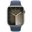 Apple Watch Series 9 GPS + Cellular 45mm Silver Stainless Steel Case з Storm Blue Sport Band S/M (MRMN3)