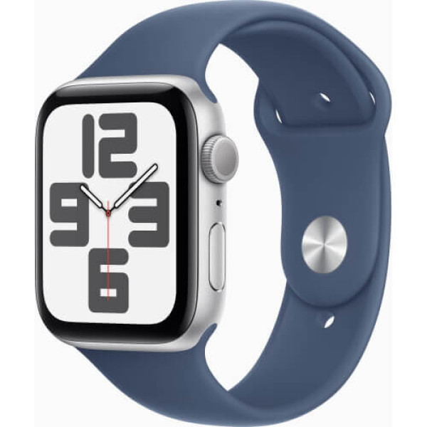 Apple Watch SE 2 2024 GPS 44mm Silver Aluminium with Denim Sport Band S/M (MXEQ3)