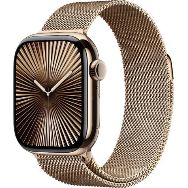 Apple Watch Series 10 46mm Gold Titanium with with Gold Milanese Loop S/M (MC7T4)