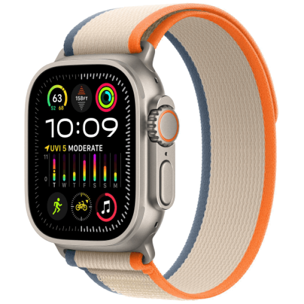 Apple Watch Ultra 2 Titanium Case with Orange/Beige Trail Loop S/M (MRF13)