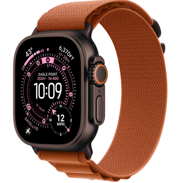 Apple Watch Ultra 3 Black Titanium Case with Terra Cotta Alpine Loop Small (MF254/MG9D4)