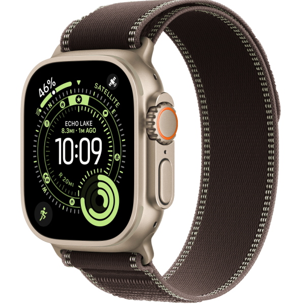 Apple Watch Ultra 3 Natural Titanium Case with Black/Charcoal Trail Loop S/M (MF1V4+MFT84)