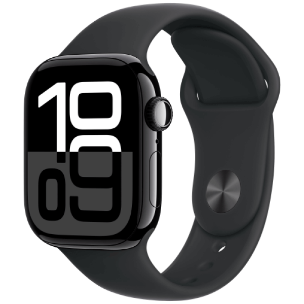 Apple Watch Series 10 42mm Jet Black Aluminium with Black Sport Band S/M (MWWE3)