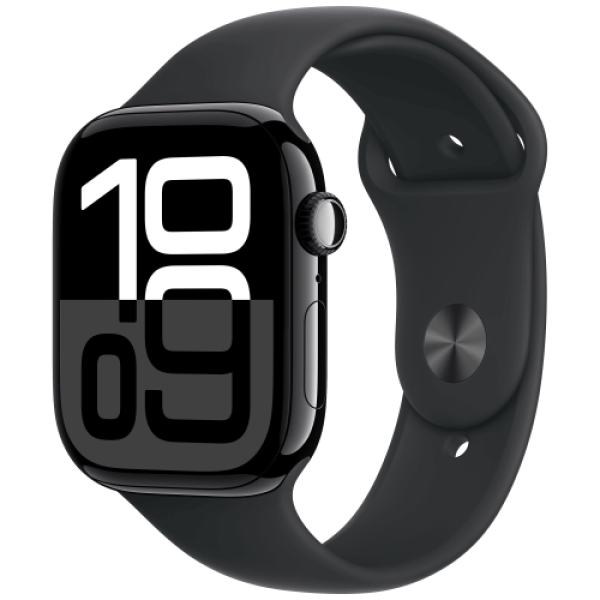 Apple Watch Series 10 GPS + Cellular 42mm Jet Black Aluminium with Black Sport Band M/L (MWX73)