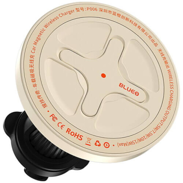 Держатель Blueo Ape Legend Car Mount Magnetic Wireless Charger Creamy White (BC5955W)