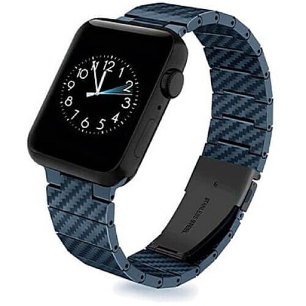 Ремешок для Apple Watch 42/44/45/49mm Coteetci W76 Carbon Fiber Pattern Strap Blue (22008-BL)