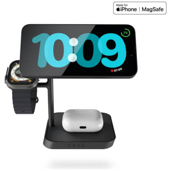 Беспроводное ЗУ Zens 4-in-1 MagSafe + Watch Wireless Charging Station Black (ZEAPDC01/00)