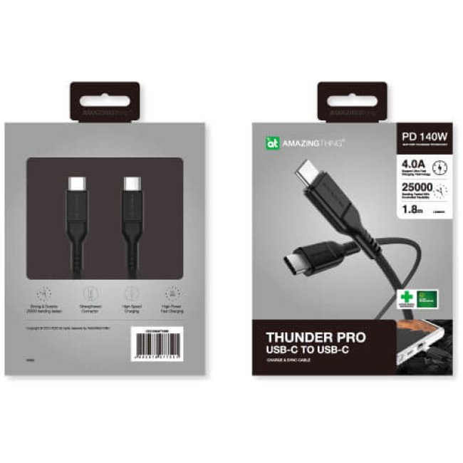 Кабель AmazingThing Thunder Pro USB-C/USB-C 140W (1.8m) Black (CCC180MTHBK)