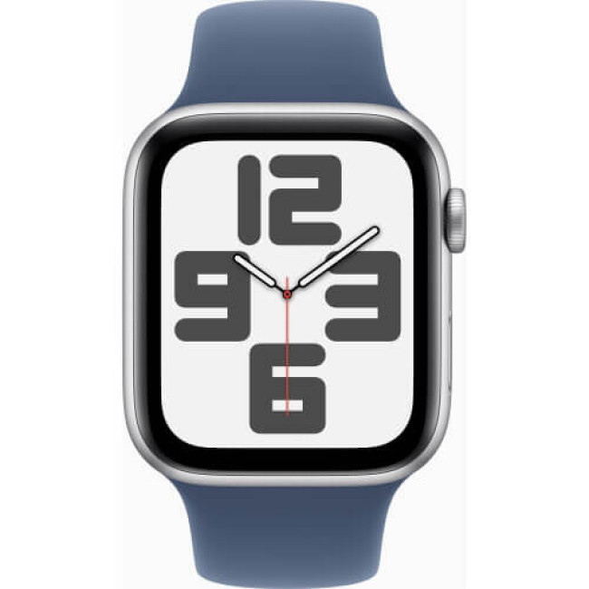 Apple Watch SE 2 2024 GPS 44mm Silver Aluminium with Denim Sport Band S/M (MXEQ3)