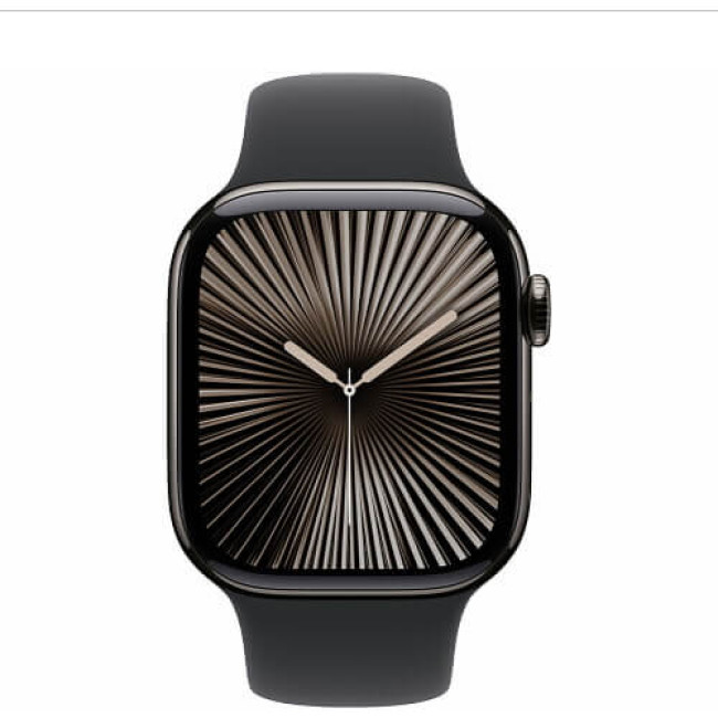 Apple Watch Series 10 42mm Slate Titanium with Black Sport Band S/M (MWXG3)