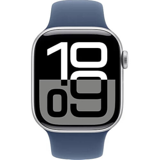 Apple Watch Series 10 GPS + Cellular 46mm Silver Aluminium with Denim Sport Band S/M (MWY03)