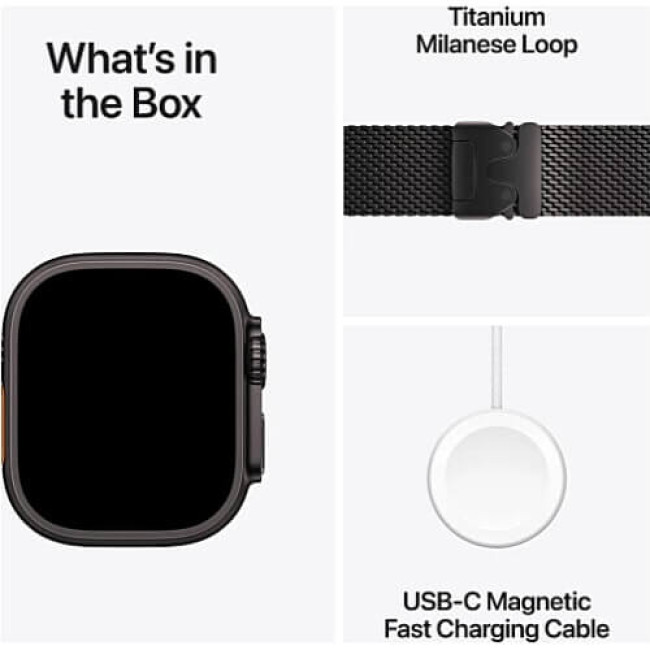 Apple Watch Ultra 2 Black Titanium with Black Titanium Milanese Loop Large (MX5V3)